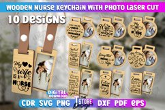 Wooden Nurse Keychain with Photo Laser Cut | Photo Frame SVG Product Image 1