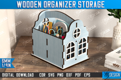 3D House Shaped Desk Organizer Laser Cut, Pencil Holder SVG Product Image 1