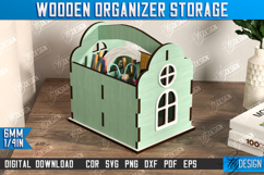 3D House Shaped Desk Organizer Laser Cut, Pencil Holder SVG Product Image 1