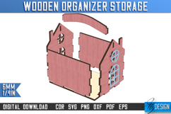 3D House Shaped Desk Organizer Laser Cut, Pencil Holder SVG Product Image 2