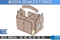 3D House Shaped Desk Organizer Laser Cut, Pencil Holder SVG Product Image 2
