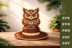 Wooden Owl On Fedora Hat Product Image 1