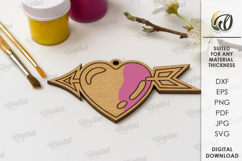 Valentine&#039;s Day Paintable Ornament Laser Cut. Valentine SVG Product Image 1
