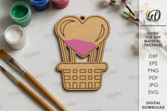 Valentine&#039;s Day Paintable Ornament Laser Cut. Valentine SVG Product Image 1