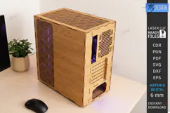 3D Decorative Wooden PC Case Cover Laser Cut | PC Accessory Product Image 3