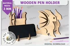 Wooden Dragon Pen Holder Laser Cut. Phone Stand SVG Product Image 1