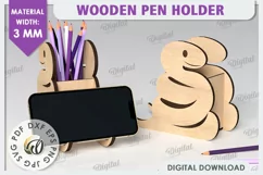Wooden Snake Pen Holder Laser Cut. Phone Stand SVG Product Image 1