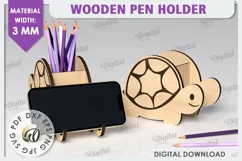 Wooden Turtle Pen Holder Laser Cut. Phone Stand SVG Product Image 1