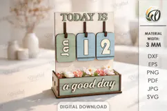 3D Perpetual Calendar With A Box Lasercut. Desk Calendar SVG Product Image 1