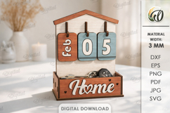 3D Perpetual Calendar With A Box Lasercut. Desk Calendar SVG Product Image 1