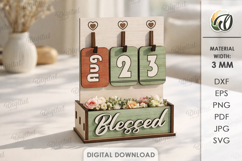 3D Perpetual Calendar With A Box Lasercut. Desk Calendar SVG Product Image 1