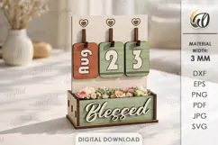 3D Perpetual Calendar With A Box Lasercut. Desk Calendar SVG Product Image 1