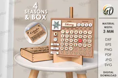 Perpetual Calendar Laser Cut .Wooden Calendar SVG Product Image 2