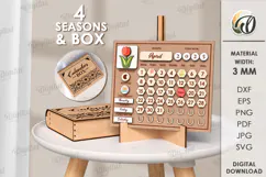 Perpetual Calendar Laser Cut .Wooden Calendar SVG Product Image 4