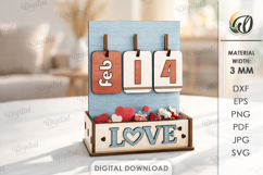 3D Perpetual Calendar With A Box Lasercut. Desk Calendar SVG Product Image 1