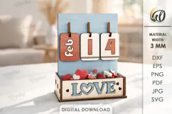 3D Perpetual Calendar With A Box Lasercut. Desk Calendar SVG Product Image 1