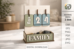 3D Perpetual Calendars With A Boxes Bundle Laser Cuthom Product Image 10