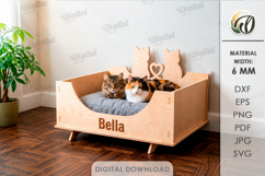 3D Cat Bed Laser Cut. Cat Furniture. Pet Lover SVG Product Image 1