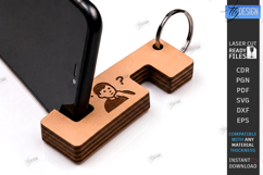 Wooden Phone Stand Laser Cut | Mini Keychain | Engraving CNC Product Image 1