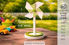 3D Pinwheels Bundle LaserCut. Garden decor SVG. Wind spinner Product Image 2