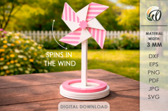 3D Pinwheel Laser Cut. Garden decor SVG. Wind spinner Product Image 1