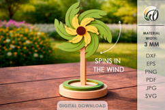 3D Pinwheels Bundle LaserCut. Garden decor SVG. Wind spinner Product Image 12