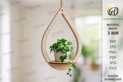 3D Plant hanger Laser Cut. Wooden Plant Holder SVG Product Image 1