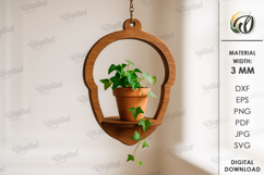 3D Plant hanger Laser Cut. Wooden Plant Holder SVG Product Image 1