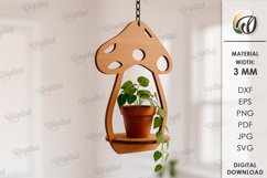 3D Plant hanger Laser Cut. Wooden Plant Holder SVG Product Image 1
