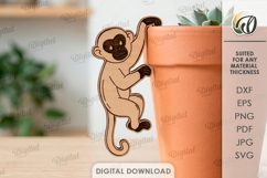 Plant Pot Decor Laser Cut. Plant Pot Hanger. Monkey SVG Product Image 1