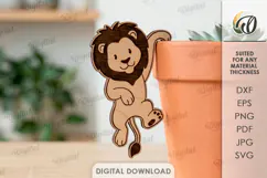 Plant Pot Decor Laser Cut. Plant Pot Hanger. Lion SVG Product Image 1