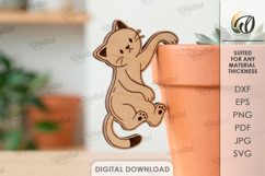 Plant Pot Decor Laser Cut. Plant Pot Hanger. Cat SVG Product Image 1