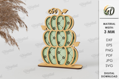 Wooden Pumpkin Decors Bundle Laser Cut. Stand Decor SVG Product Image 8