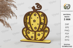 Wooden Pumpkin Decor Laser Cut. Stand Decor SVG Product Image 1