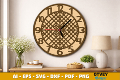 Wooden Rattan Wall Clock Lasercut Product Image 4
