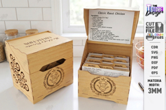 Recipe Box Laser Cut | Box with Recipe Cards | Kitchen Decor Product Image 1