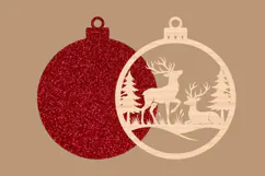 Wooden Reindeer Christmas Ornament SVG Product Image 2