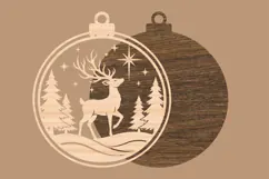 Wooden Reindeer Ornament in Christmas Bokeh SVG Product Image 2