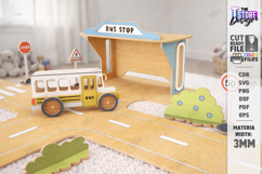 Wooden Road Track Puzzle laser Cut | Toy City Set SVG Product Image 2