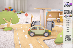 Wooden Road Track Puzzle laser Cut | Toy City Set SVG Product Image 3