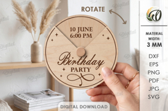 Rotating Circle Invitation Laser Cut. Birthday Party SVG Product Image 1