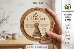 Rotating Circle Invitation Laser Cut. Party Invitation SVG Product Image 1