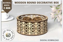 Wooden Round Decorative Box Laser Cut. 3D Gift Box SVG Product Image 1