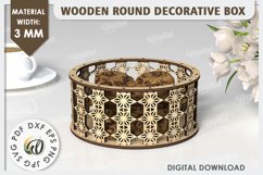 Wooden Round Decorative Box Laser Cut. 3D Gift Box SVG Product Image 1