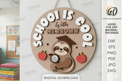 3D School Round Sign Laser Cut. School Is Cool SVG Product Image 1