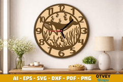 Wooden Sea Animals Wall Clock Lasercut Product Image 4