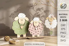 Sheep Decor Laser Cut. Standing Decor. Hanging Ornament SVG Product Image 1
