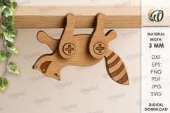 Wooden Shelf Animal Laser Cut. Raccoon SVG Product Image 1
