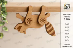 Wooden Shelf Animal Laser Cut. Raccoon SVG Product Image 1