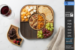 Wooden Snack Serving Tray Laser Cut | Modern Kitchenware SVG Product Image 1